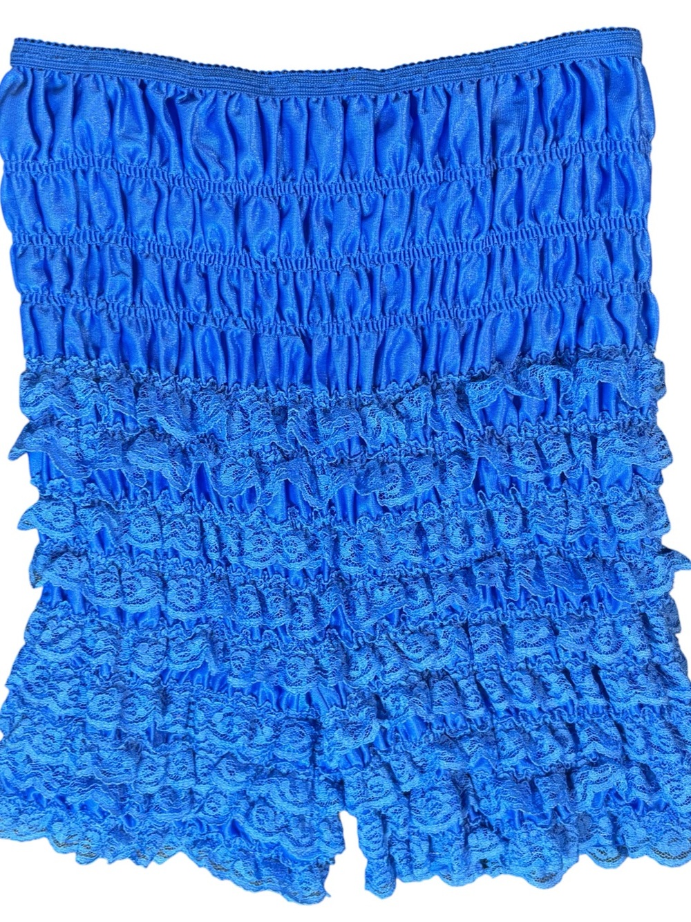 Royal Blue Lace Ruffle Bloomers Shorts Stretch Waist Festival Dancewear
